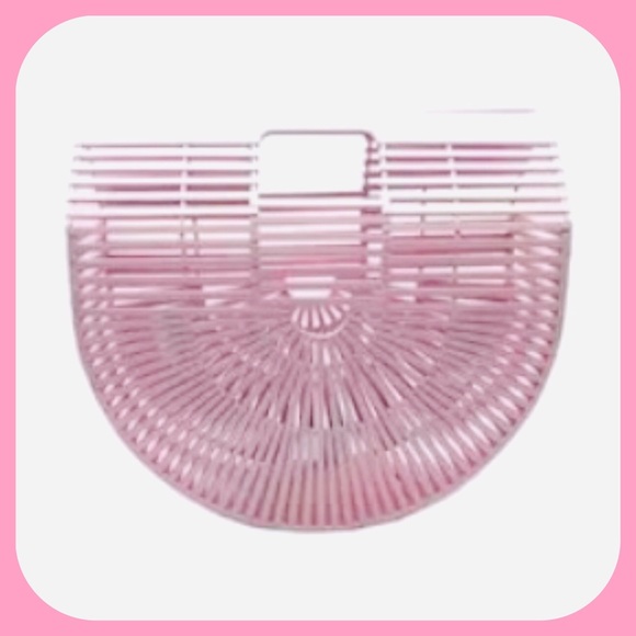 HP🌴OVERSIZED PINK BAMBOO HANDBAG-TOP HANDLE-NEW🌴 - Picture 6 of 8